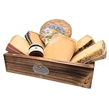 BAVAREGOLA Südtiroler Käse Geschenkekiste - Präsentkorb gefüllt mit 5 Käsevariationen, Feigensenf & Schüttelbrot - Genuss Geschenk für Männer & Frauen