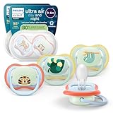 Philips Avent ultra air Day & Night Schnuller – kiefergerecht geformtes Design, für Babys, 0–6 Monate, leuchtet im Dunkeln, weicher, symmetrischer Silikonsauger, BPA-frei, 4er-Pack, SCF087/22