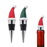 SUNTRADE Weinflaschenverschluss, Weinstopfen für Weihnachten, Dekoration, Weinkorkenstopfen, Weinflaschenverschluss, 2 Stück (rot + grün)