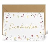BETESSIN Dankeskarte mit Umschlag - Dankeschön Karte mit Blumenmustern - Din A6 Karte Danke - Dankeschön Geschenke für Familie, Freunde, Kollegen, Lehrer uvm.