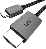 uni USB C auf HDMI Kabel 4K UHD, Thunderbolt 4/3 Typ C auf HDMI für Heimkino/Arbeit (Aluminium, geflochten) für iPhone 15/16, MacBook Air/Pro, iPad Pro, Samsung S23/S10, Surface Pro usw.
