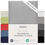 Dreamzie Premium Spannbettlaken 180x200 cm - 200x200 cm - 37cm Seitenhöhe - auch für Boxspringbett & Wasserbett - Bettlaken Boxspringbett 100% Jersey Baumwolle, 150 g/m² - Oeko-TEX - Grau