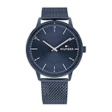 Tommy Hilfiger Analog Quarzuhr für Herren mit Blaues Edelstahl-Mesh-Gliederarmband - 1791841