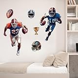 SUPERDANT Rugbyspieler Wandsticker Fußball Wandtattoo Helm Trophäe Wandkunst Dekor Sport Fensteraufkleber Zimmer Kunst Dekorationen Turnhalle Klassenzimmer Spielzimmer Schule