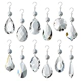 GOLDENHAITAI 12 Stück Glas Kristall Kronleuchter Prismen, Regenbogen hängende Kristalle Sonnenfänger für Fenster, Heimdekoration