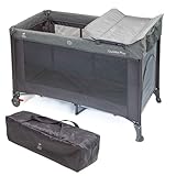 Urban Kanga QK Plus Reisebett Baby Höhenverstellbar Mit Wickelauflage Neugeboreneneinsatz 60x120cm (Grau Melange)