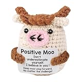 GENERISCH Crochet Animals Knitted Duck Stuffed Animal Emotional Support Animals Crochet Doll with Affirmation Card Table Toppers for Living Room Bedroom Nursery (Khaki-A, One Size)