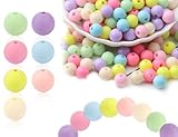 KAPSING 100 STÜCK Bunte Plastikperlen, 12mm Pastell Runde Bastelnperlen, Plastikperlen Farbig Bastelnperlen Herstellungsset für DIY Armbänder Schmuck Handwerk