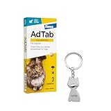 AdTab Promo-Set: Katzen Zecken- und Flohschutz (über 2 bis 8 kg) mit Schlüsselanhänger, Kautablette tötet Zecken und Flöhe schnell ab und schützt einen Monat lang, 3 Kautabletten