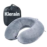 Kierain Reisekissen, 100% Reiner Memory-Schaum, U-förmiges Nackenkissen, super leicht, tragbar, ideal für Flugzeugstuhl, Auto, Zuhause, Büro, Schlafkissen (grau)