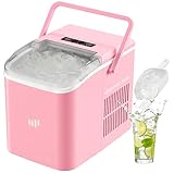 Upstreman Eiswürfelmaschine,9 Eiswürfel in 6-8 Min,Eiswürfelmaschine Klein 2 Eisgrößen,Automatische Reinigung,Ice Maker für Zuhause,Küche,Büro,Rosa, BI12