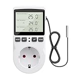 diymore Temperaturregler Steckdose 230V mit Fühler Temperaturschalter Digital Thermostat Steckdose LCD Display für Gewächshaus Aquarium Kühlschrank Heizung Kühlen