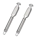 HsentimenH 2 Stück Fischentschupper, Fischschuppen Edelstahl Entfernen, Profi Fisch Scaler Scraper 4-in-1 Küchenutensilien Fischentschupper, Fischschaber Küchenhelfer zum Entfernen von Fischschalen