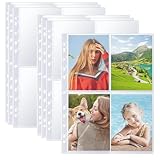 60 Stück Transparent Postkartenhüllen, A4 Fotohüllen, 4 Fächer Doppelseitig Klarsichtfolien A4, 240 Taschen Foto Seitenschutz für Familien, Hochzeits