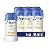Dove Antitranspirant Deo Stick Original mit 1/4 Pflegecreme Deodorant schützt 48h vor Körpergeruch und Achselnässe 6x 40 ml