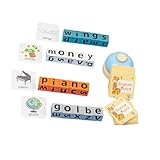 Zambuph Buchstaben Zuordnungsspiel, Kinderspielzeug, Rechtschreibspiel, Lernspielzeug, Alphabet Puzzles, Bausteine, spielerisches Lernen, rasantes Wortrennen mit Karteikarten, Bausteine , mit Glocke