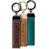 SURAZO® Personalisierte Leder Schlüsselanhänger | Hochwertiges Echtleder | Key Organizer mit Karabiner | Schlüsselband für Damen und Herren