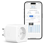 Meross Intelligente Steckdose (Typ E), 16 A, WLAN-Steckdose, kompatibel mit Alexa und Google Home, intelligente Steckdose mit Sprachsteuerung, Fernbedienung und Bluetooth-Konfiguration