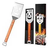 7-in-1 BBQ Grillwender mit Holzgriff, Multifunktionale Grillspachtel aus Edelstahl, 38 cm