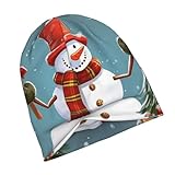 Warme Slouchy-Beanie-Mütze für Damen und Herren, Wintermütze, Weihnachten, Schneemann, Strickmütze, Totenkopfmütze, lässiger Pullover, Schwarz, Schwarz, Einheitsgr��e