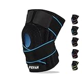 FEVAN Kniebandage mit Seitlichen Stabilisatoren aus Neopren mit Silikon - Kniebandage Männer und Damen - Kniebandage Kraftsport - Knee Support (Schwarz/Blau) (BLAU/SCHWARZ)
