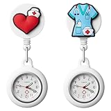 Vintoney Taschenuhren, 2PCS Krankenschwesteruhr, einziehbare, ansteckbare Ansteckuhr, Taschenuhr für Krankenschwestern mit Abnehmbarer Silikonhülle für Frauen Krankenschwestern und Ärzte