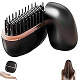 Growalleter Mini-Haarglätterbürste, 2-in-1 kabellos & tragbarer Haarglätter und Volumen-Heiκκamm, 30s Schnellaufheizung, Anti-Brand, Pflanzenprotein-Beschichtung, für Reisen tägliche Nutzung (BK)