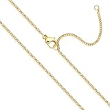 Goldkette Damen Ohne Anhänger goldene kette damen Breite 1,5mm Silberkette 585 Vergoldet halskette damen gold 45cm 50cm dünne Feine Glod Panzerkette kette Lang Wasserfest Halskette Mädchen (45+5)