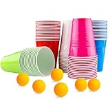 Vexillic Plastikbecher, 70 Stück 400ML Partybecher Gaming Pong Mehrweg Bunt Becher Set in 5 Farben für Geburtstag Hochzeit Festivals JGAs oder Gartenpartys
