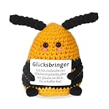 Pocket Hug Glücksbringer Bienen, Sorgenfresser Aufmunterung Freundin Prüfungsstress Positive Geschenk Biene Kuscheltier Geschenke Lucky Charms Geburtstagsgeschenk für Frauen Krebspatienten Mann