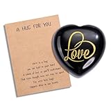 JSDDE 30mm Herz Stein mit LOVE Gravur Handschmeichler Stein Natürliche Sorgensteine Daumenstein Edelsteine Massagesteine für Meditation,Stress abbauen Geschenke für Valentinstag (Obsidian)