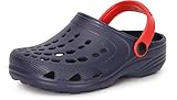 Ladeheid Kinder Mädchen Jungen Eva Clogs Gartenclogs Gartenschuhe LA-CA-06 (Marineblau/Rot, 32/33 EU)