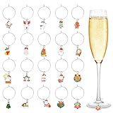 SRIZIAN 20 Stück Weihnachts Weinglas Anhänger, Glasmarkierer Anhänger, Weinanhänger Glas für Weinglas Tassen Trinkglas Party Dekorationen