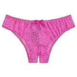 CHENWEIHAI Unterhosen ​Höschen Sexy Florale Spitzen-Unterwäsche Einfarbige Shorts Plus-Size Schrittloser Tanga Sexy Offene Unterwäsche Für Frau M Hotpink