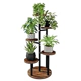 Bamworld Blumenständer Holz Pflanzenständer Pflanzentreppe Pflanzenregal Blumentreppe Outdoor Wetterfest etagere 5 etagen Braun Balkon Deko Orchideenerde
