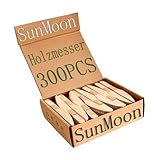 SunMoon Eco Friendly 300 Pack Holzmesser Wegwerf, 16 cm lang, Kunststofffreie Verpackung, Ersatz für Kunststoff- und Bambusgabeln, Wegwerfmesser für Parteien, Camping, Hochzeiten, Garten