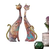 Jimtuze Paar Katze Statue | Malerei Katzenfiguren Home Decor - Statue Paar Katzen für Home Office Hotel Bücherregal Desktop-Dekoration geben Katzenliebhaber Geschenk Hochzeitsgeschenk
