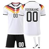 Generisch Fussball Trikot Kinder Personalisiert, Deutschland Trikot Kinder mit Jersey Shorts Socken, Personalisierte Fussball Trikot mit Namen und Nummer Fan-Geschenke