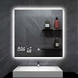 Heidenfeld Spiegel Infrarotheizung | HF-HS200 mit Touchpanel - 𝟭𝟬 𝐉𝐀𝐇𝐑𝐄 𝐆𝐀𝐑𝐀𝐍𝐓𝐈𝐄 - 200 Watt - 60 x 60 cm - WiFi Badspiegel - Badezimmerspiegel - Infrarot Heizung Spiegel - Wandheizung