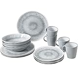 BRUNNER Melamin Ess Geschirr Set Lunch Box 16-Teilig Camping Reise Teller Becher Stonetouch Pearl