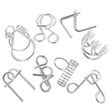 Parliky 8 Stück Teiliges Metall Interlocking Puzzle Traditionelle Gehirntrainer Logisches Denkspiel für Erwachsene Leichtes Tragbares Rätselspiel Konzentration und