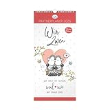 Planer für Zwei 2026: Wandkalender mit zwölf Monatsseiten mit 4 Spalten zum Planen, Spiralbindung, inklusive Stickerbogen mit 250 Aufklebern.