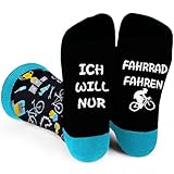 Piroo Lustige Geschenke für Männer Geburtstag Fahrrad Socken Herren Geschenk Papa Lustig Socken mit Spruch Geburtstagsgeschenk witzig