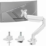 ARES WING Monitor Halterung für 17'-45' Flach Curved Bildschirm, Höhenverstellbar Bildschirmhalterung, Einzel Monitor Arm Tragfähigkeit Max 18 kg, 75/100mm Vesa-Halterung, Tischhalterung Weiß