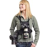 Sevenoak Dual-Kamera-Holstergurt für Canon Nikon, Multi-Trage-Brustwestensystem für Canon 6D 600D 5D2 5D3 Nikon D90 Sony A7S A7R A7S2 Panasonic Olympus DSLR-Camcorder Klettern Hochzeit Reisen