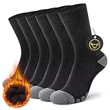 YouShow Merino Wandersocken Herren Damen 3 Paar Thermo Outdoor Trekking Socken mit Cushioned Anti-Blasen Schwarz 39-42