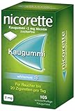 NICORETTE Kaugummi 2mg whitemint – Nikotinkaugummi zur Raucherentwöhnung – Zahnweißeffekt – Minzgeschmack – 2mg Nikotin – 105 St.
