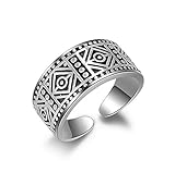 Shawa Damen-Ringe Herren-Ringe Retro Breit Ring Freundschaftsringe Eheringe Verlobungsringe Trauringe Wickelring 925 Sterling Silber Verstellbar Ring Öffnung