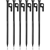 Flintronic Zelt Heringe Stahl Erdnägel, 6Pcs Zelt-Heringe aus Stahl, 30 cm Stabil Camping Zeltheringe, Metall Heringe Erdnägel für Zelt Vorzelt, mit Haken und Loch für Camping und Outdoor Wandern