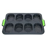 Kelepu Silikon-Kuchen, antihaftbeschichtet, Entlüftungslöcher, schnell zubereitetes DIY-Küchenzubehör (Black-8 grid silicone cake mold)